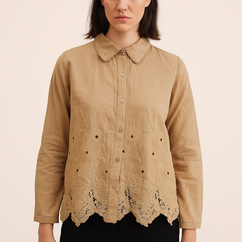 JOIE Floral Embroidered Button Up Shirt
